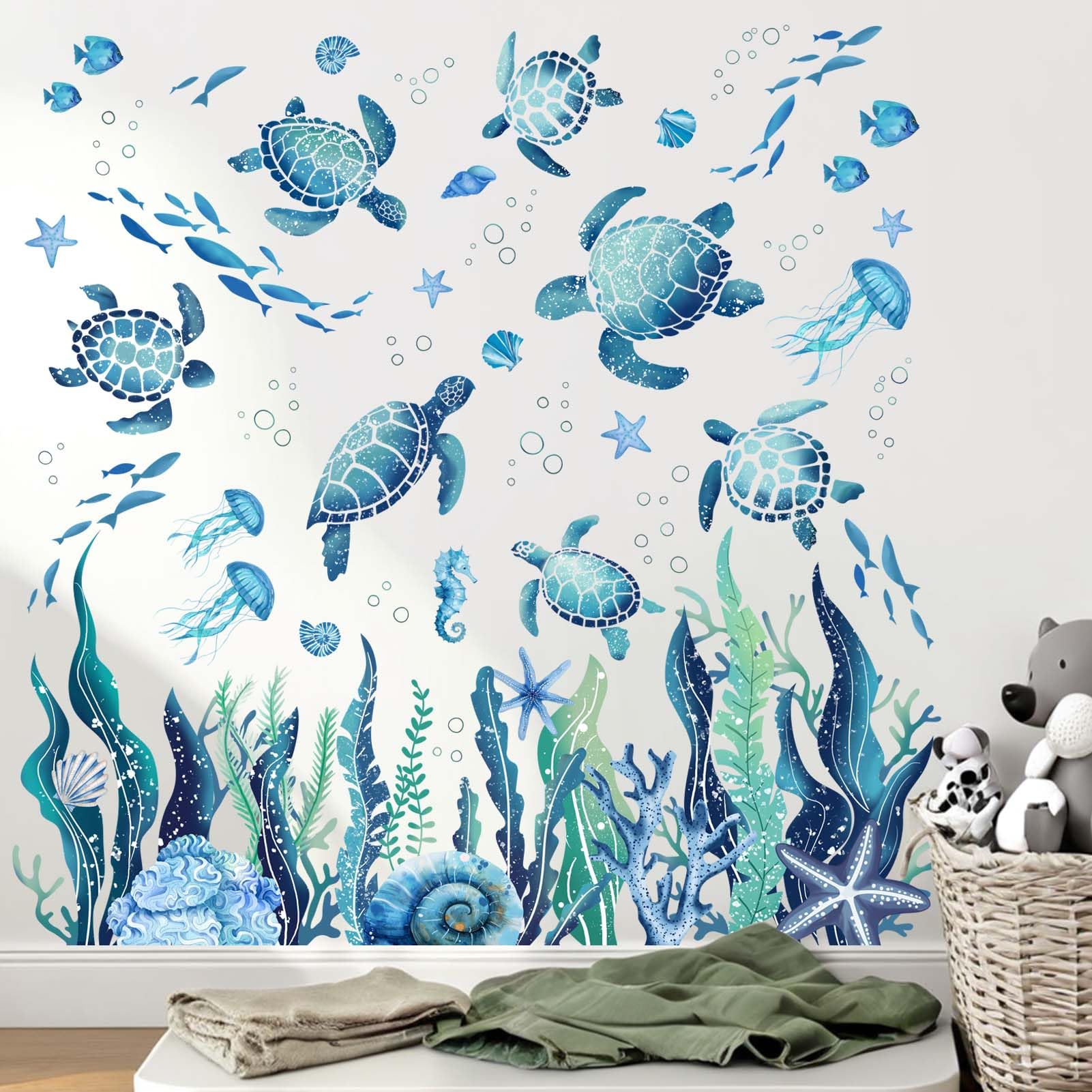 Amimagen Ocean Sea Turtle Wall Stickers brighten nurseries with playful marine imagery