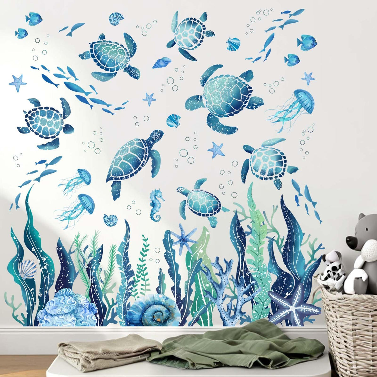 Amimagen Ocean Sea Turtle Wall Stickers brighten nurseries with playful marine imagery
