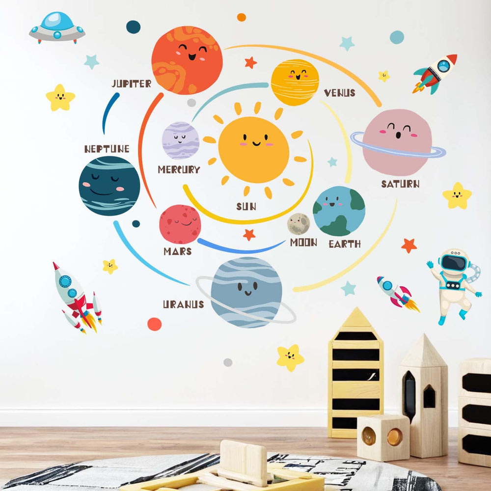 Saturn ringed planet decal adds colorful space theme