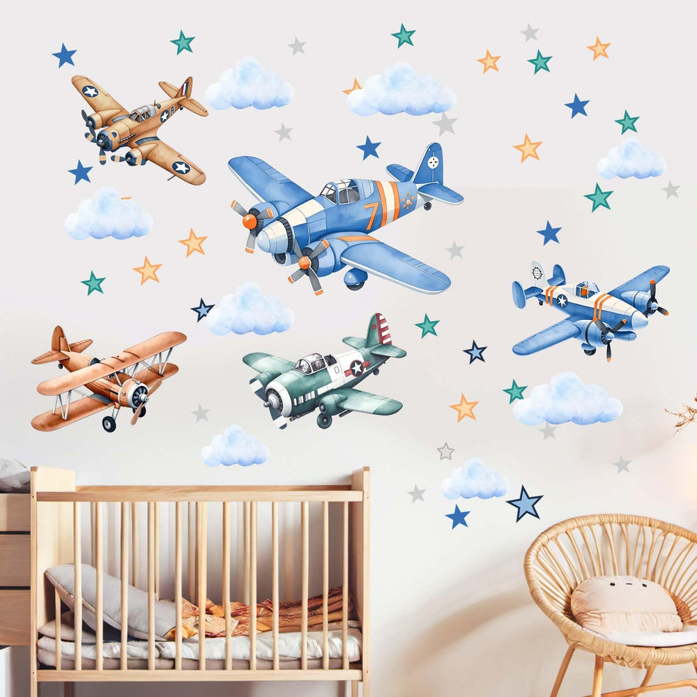 Amimagen peel-and-stick aircraft decals are easy to apply without residue.