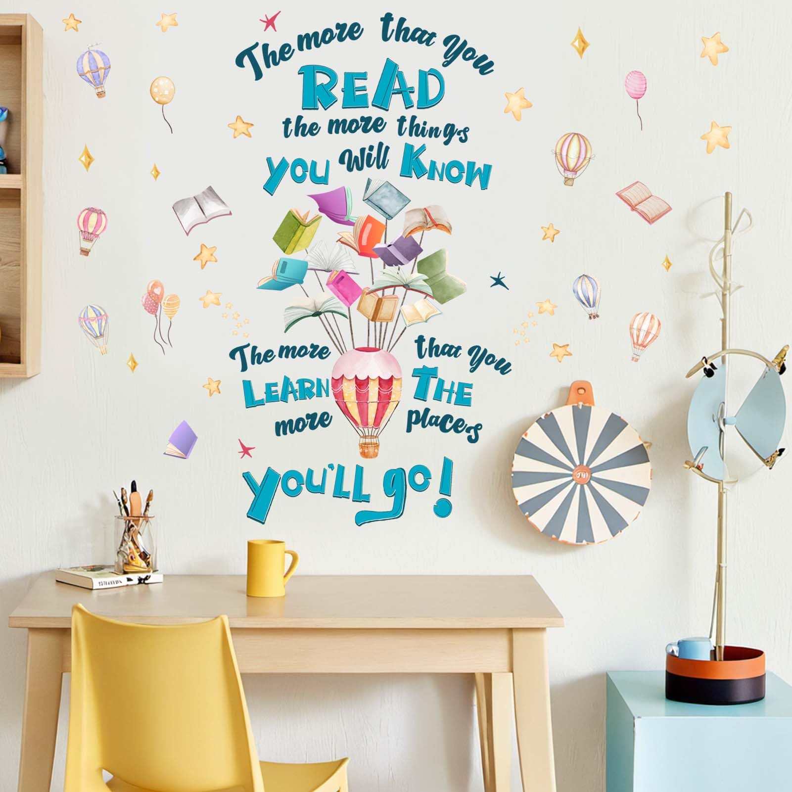 Amimagen peel-and-stick wall art for easy classroom transformation.
