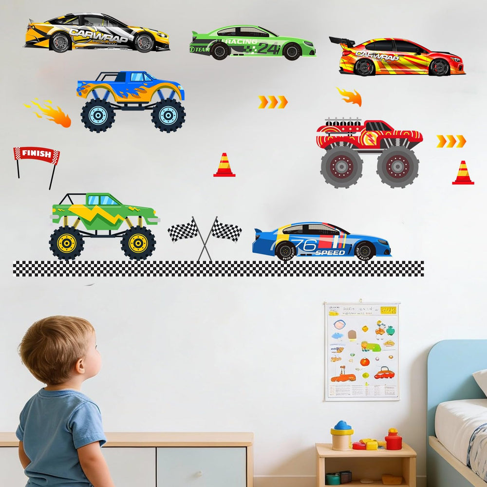 Amimagen peel-and-stick wall stickers for boys' rooms apply quickly with no residue.