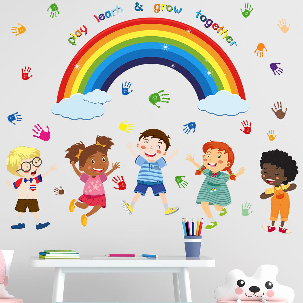 Amimagen play learn grow together rainbow wall sticker brightens playroom decor