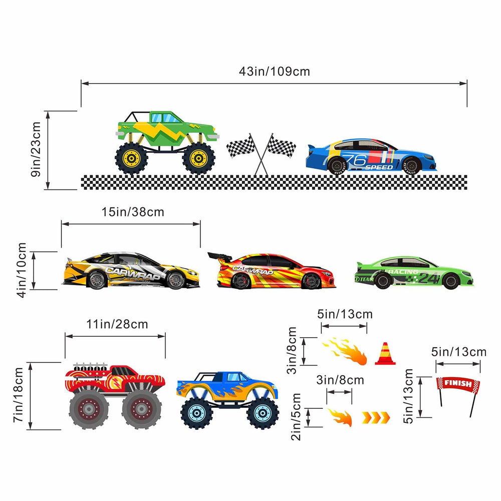 Amimagen racing track design decor helps customize wall layouts.