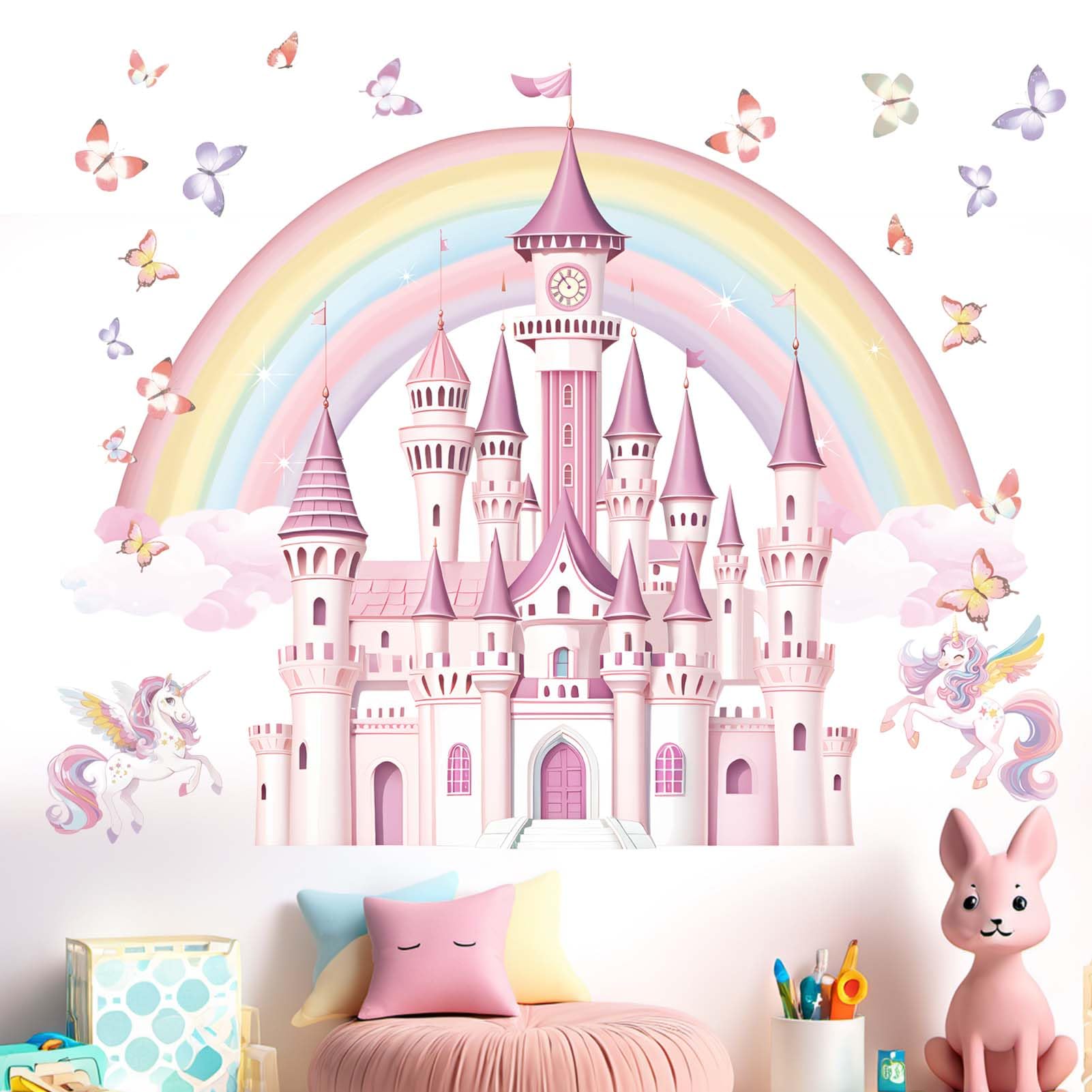 Amimagen Rainbow Castle wall stickers brighten a kids' room with vivid, durable color.