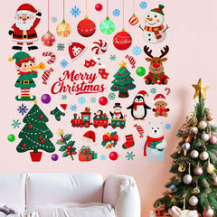 Amimagen Santa wall stickers brighten kids' bedroom window with playful holiday mood.