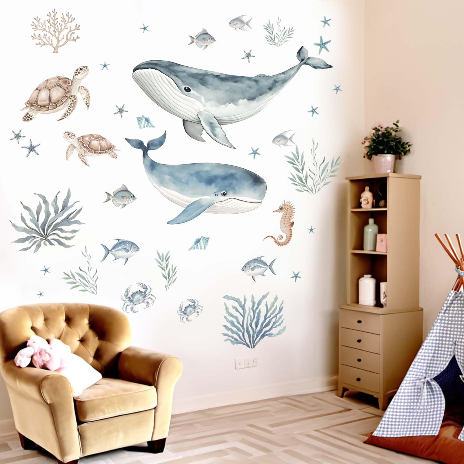 Amimagen seahorse wall sticker for baby room adds gentle underwater charm