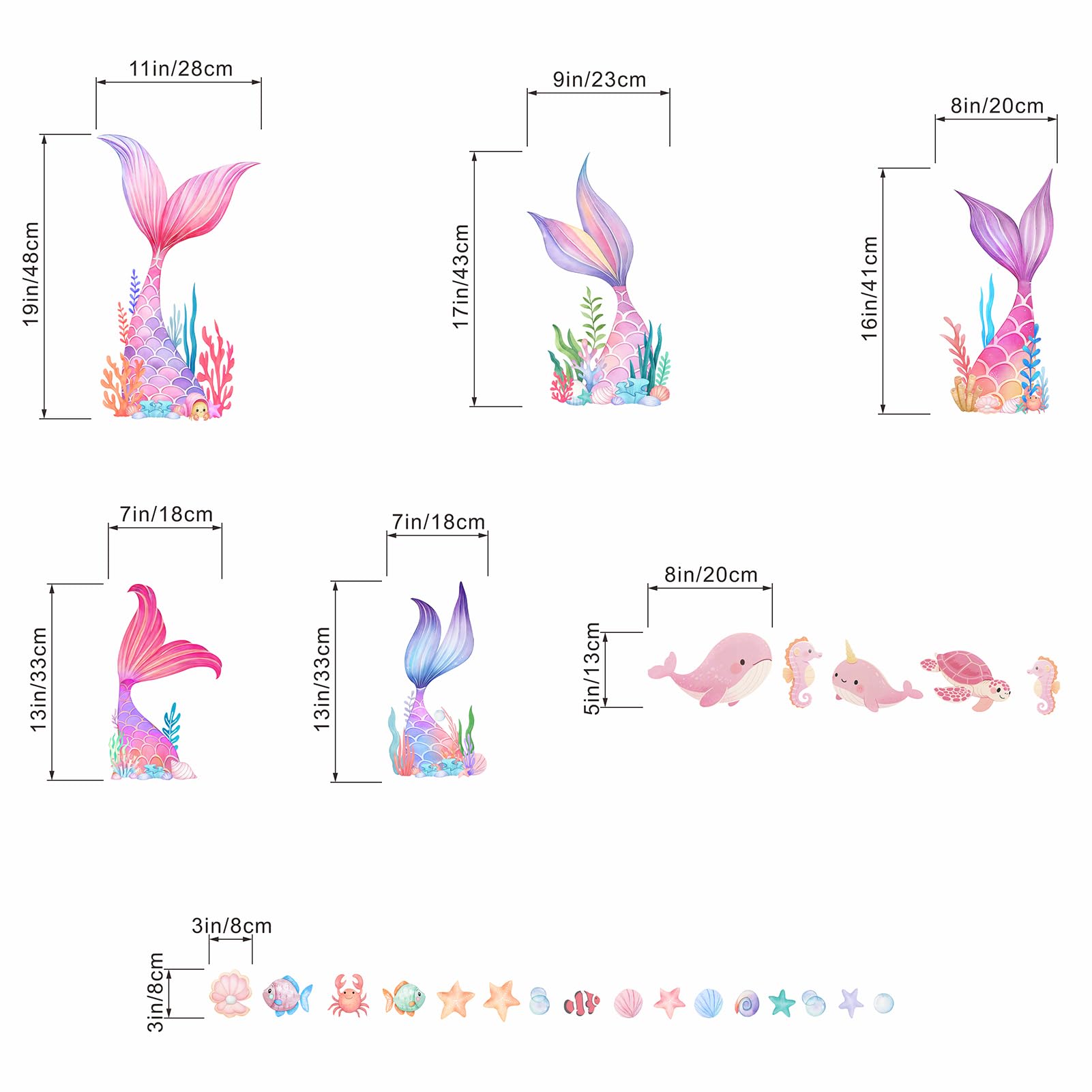 Amimagen Shimmering mermaid tails vinyl for dreamy wall design.