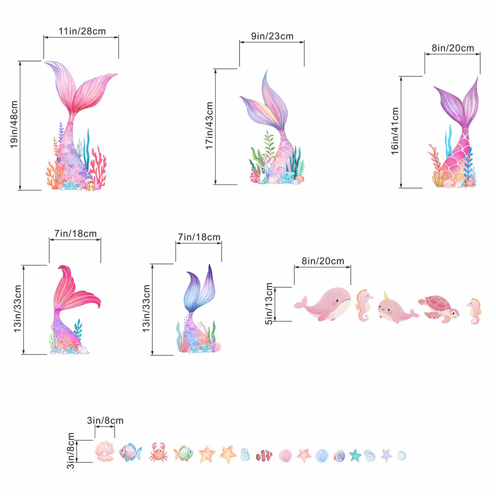 Amimagen Shimmering mermaid tails vinyl for dreamy wall design.