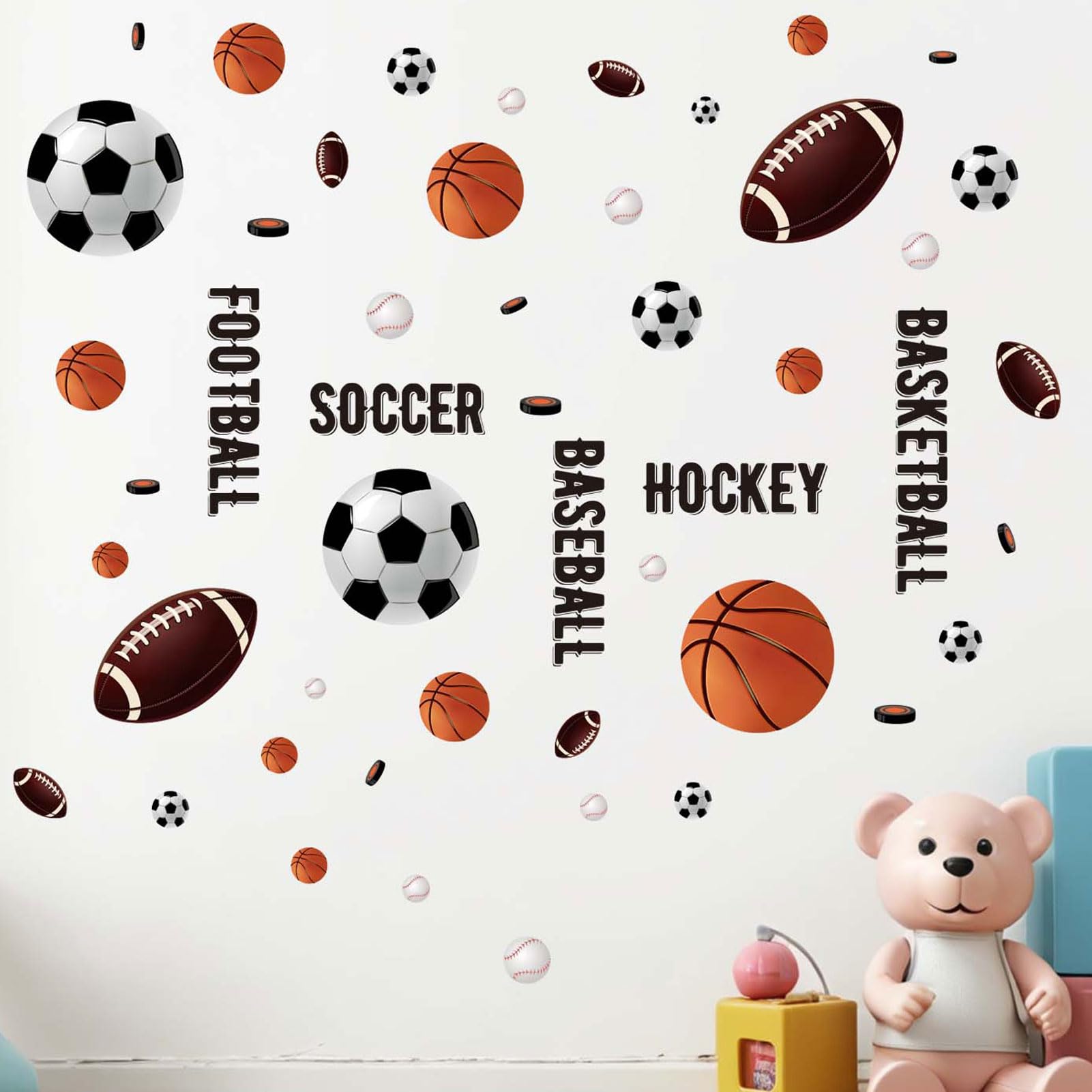 Amimagen soccer wall decals stimulate activity and imaginative play
