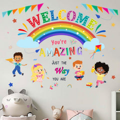 Amimagen You Are Amazing wall stickers for reading corner with rainbow colors and uplifting quotes