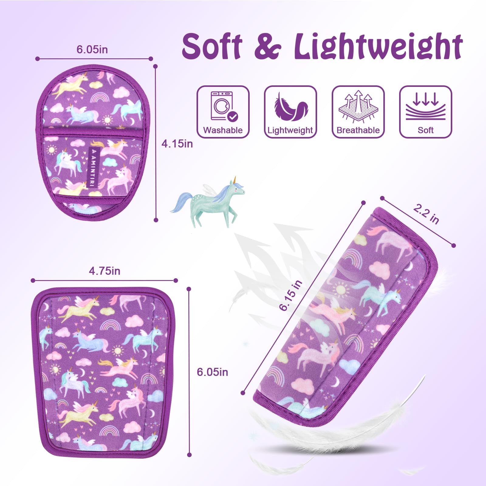 Amintiri Unicorn World crotch pad provides hip comfort and chafe relief.