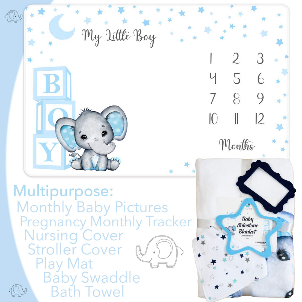 Amity Baby elephant motif blanket closeup shows plush texture