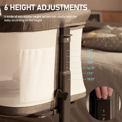 AMKE baby bassinet bedside sleeper drop-down side open for bonding.