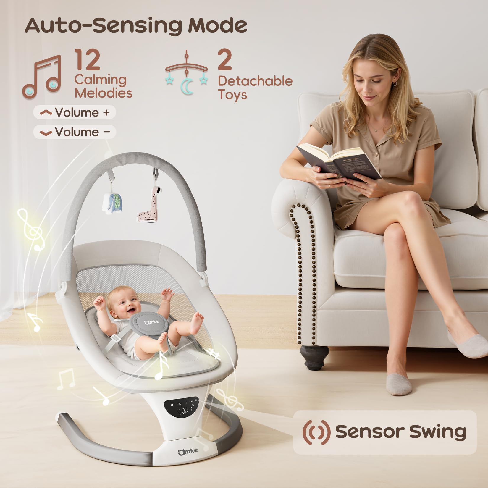 AMKE cradle includes three timers to tailor sessions.