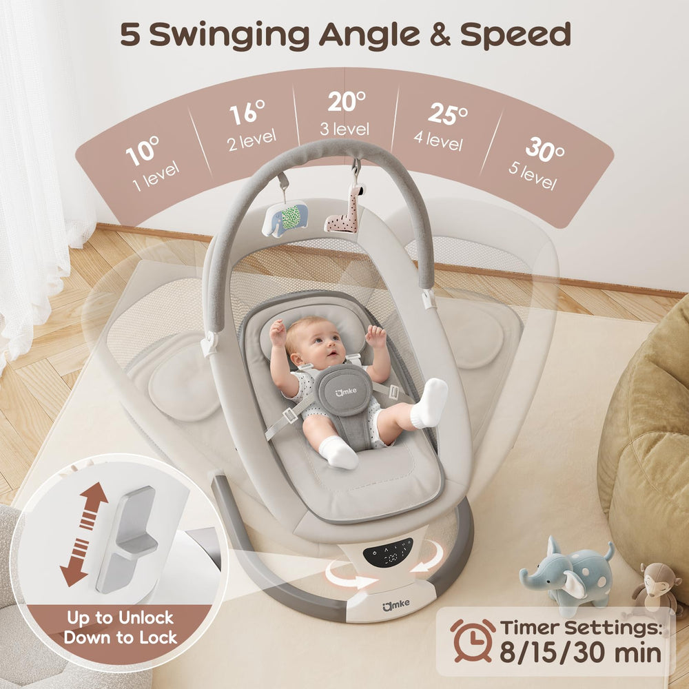 AMKE Baby Swing features breathable mesh panels for airflow.