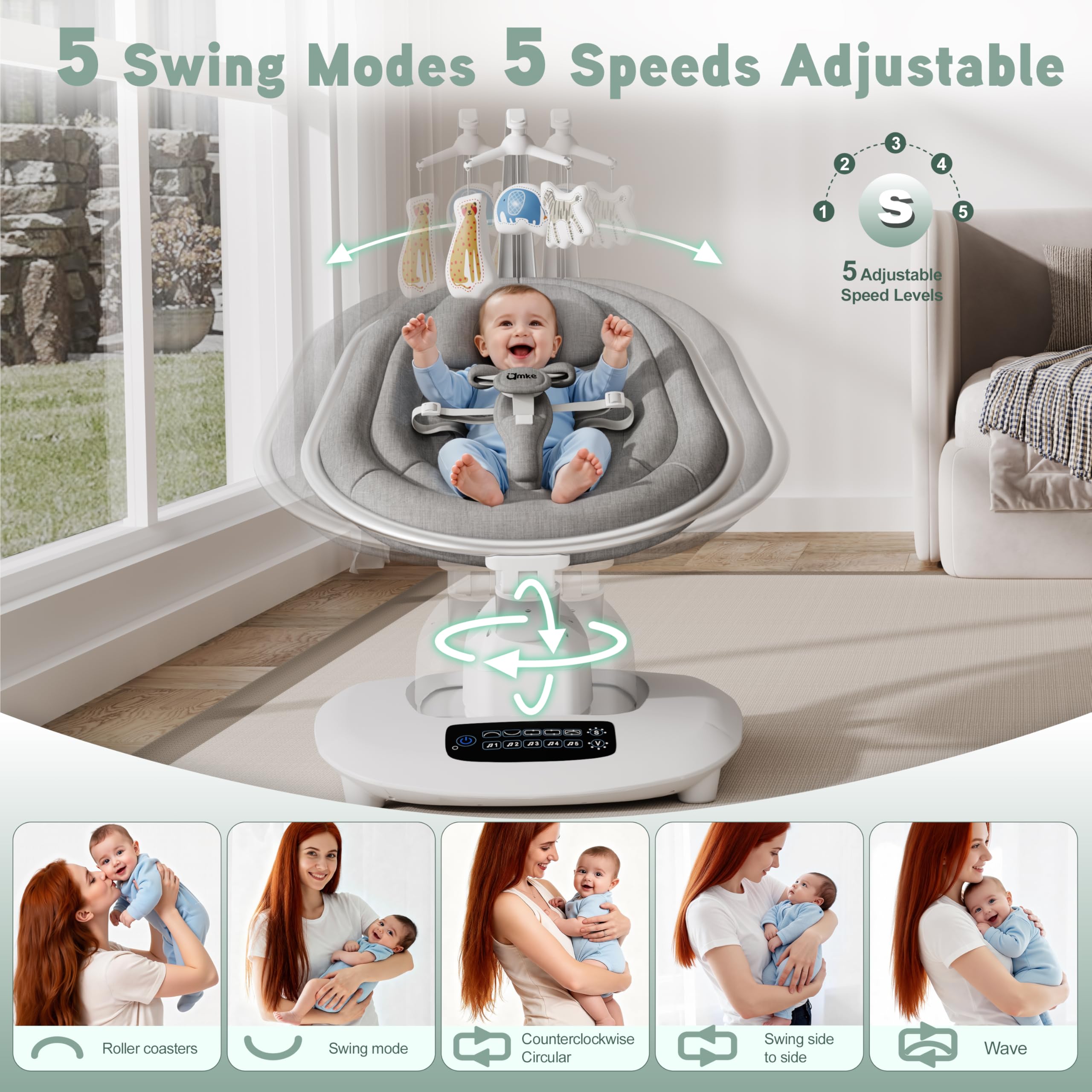 AMKE dual-motor quiet swing delivers whisper-quiet operation under 45dB