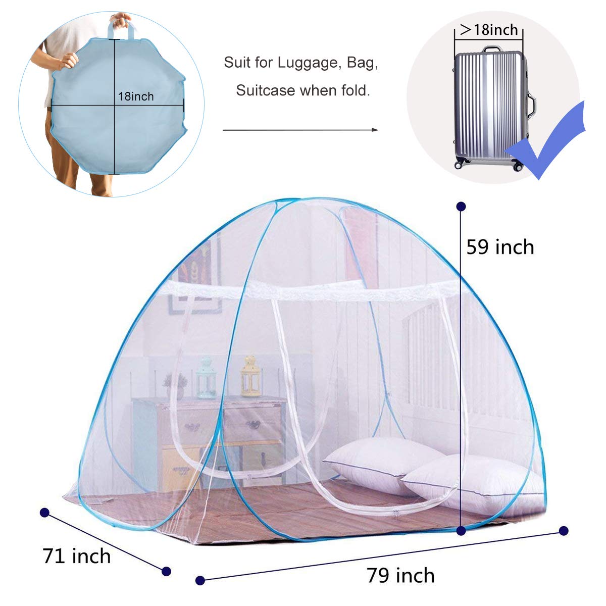 AMMER compact package size 18x18 inches fits luggage for on-the-go protection