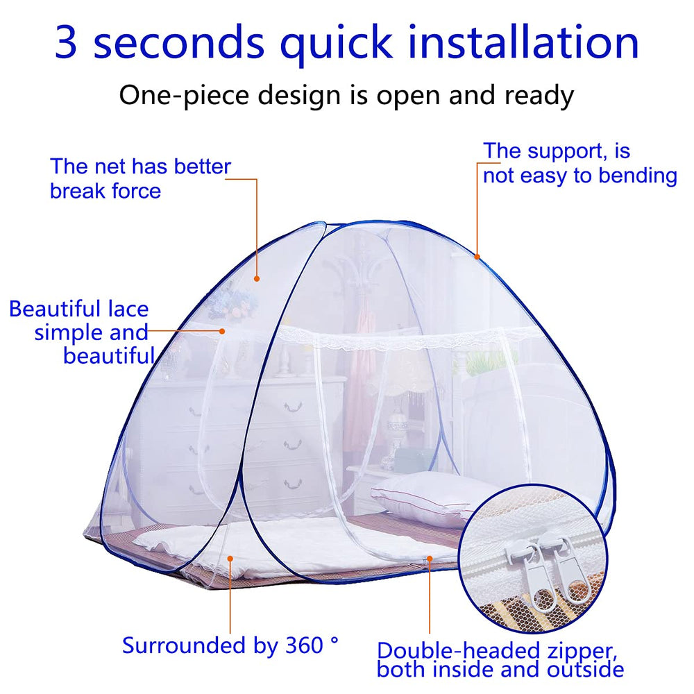 AMMER pop-up foldable mosquito net design for quick setup and travel-friendly portability