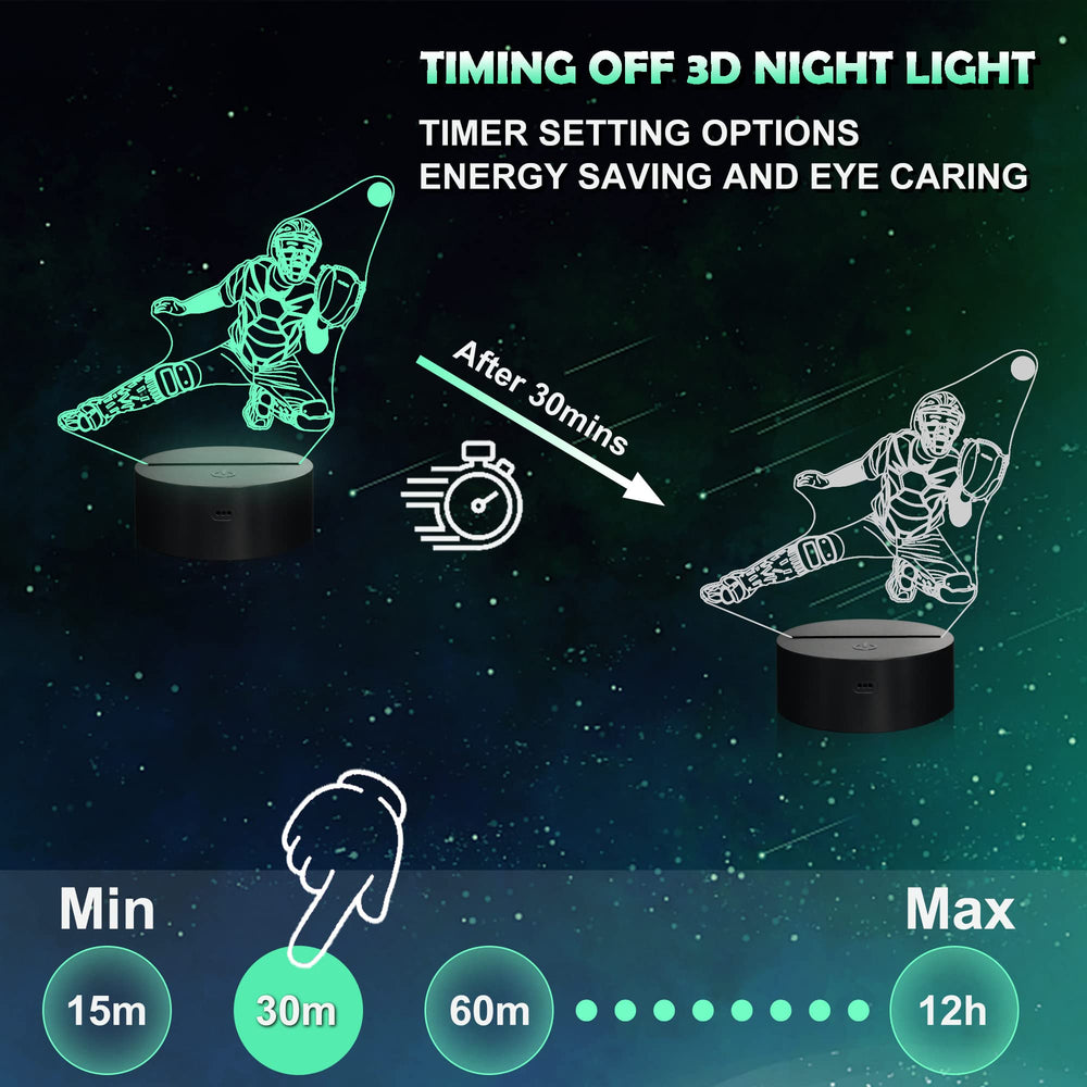 Ammonite baseball catcher night light enhances bedroom decor and play spaces