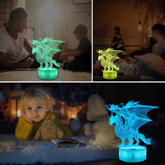 Ammonite Dragon Lamp 3D effect highlights etched dragon patterns.