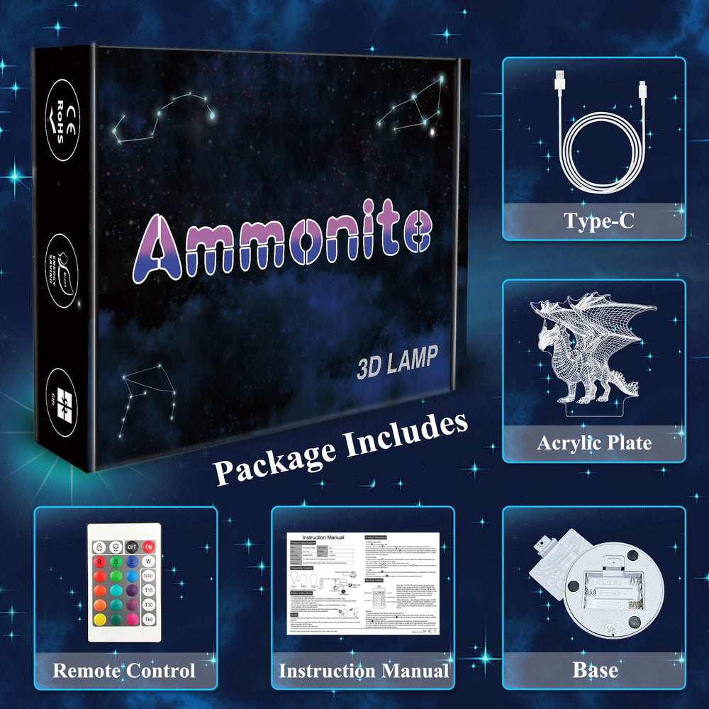 Ammonite Dragon Lamp adds cozy ambiance with 16 color options.