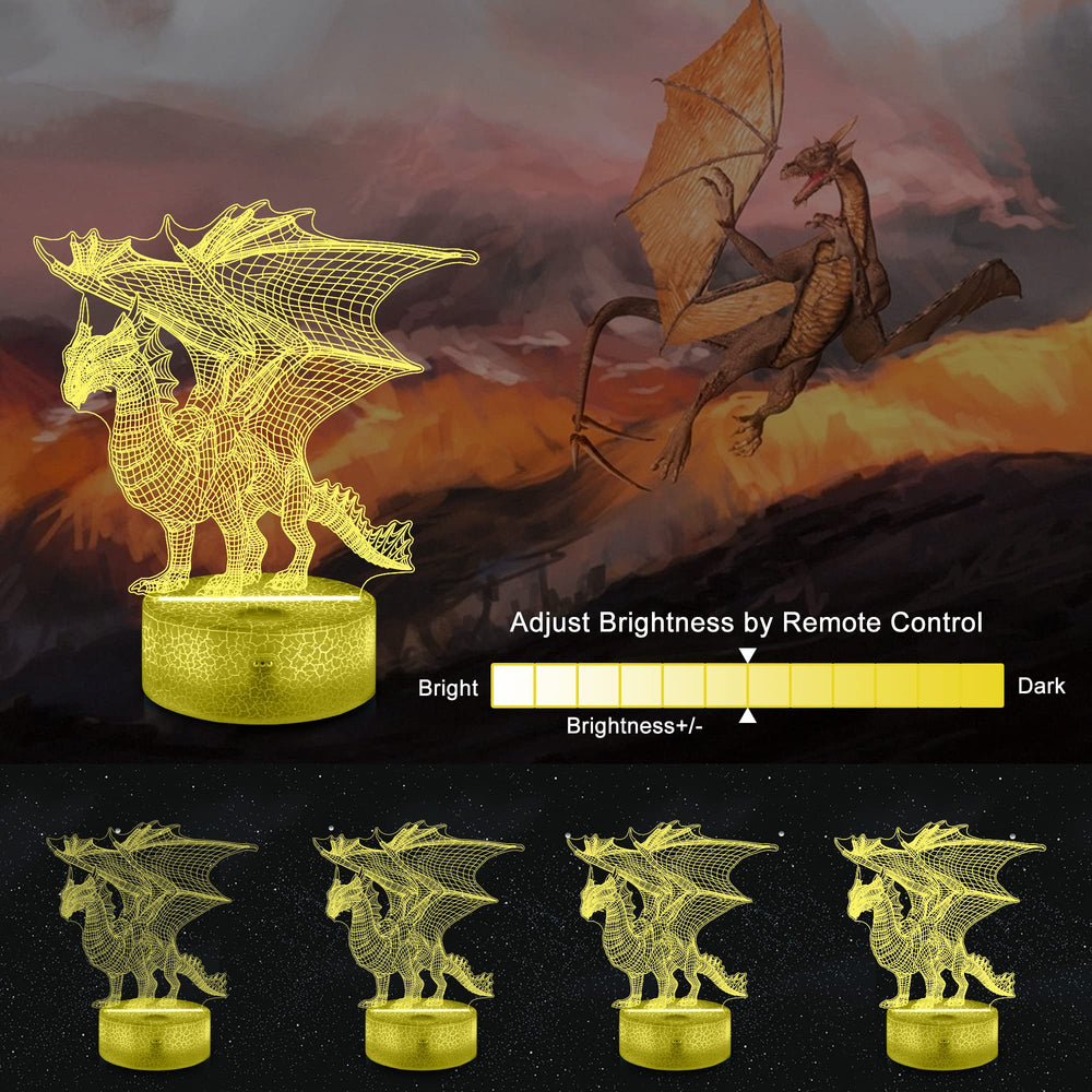Ammonite 3D dragon night light with timer for energy saving.