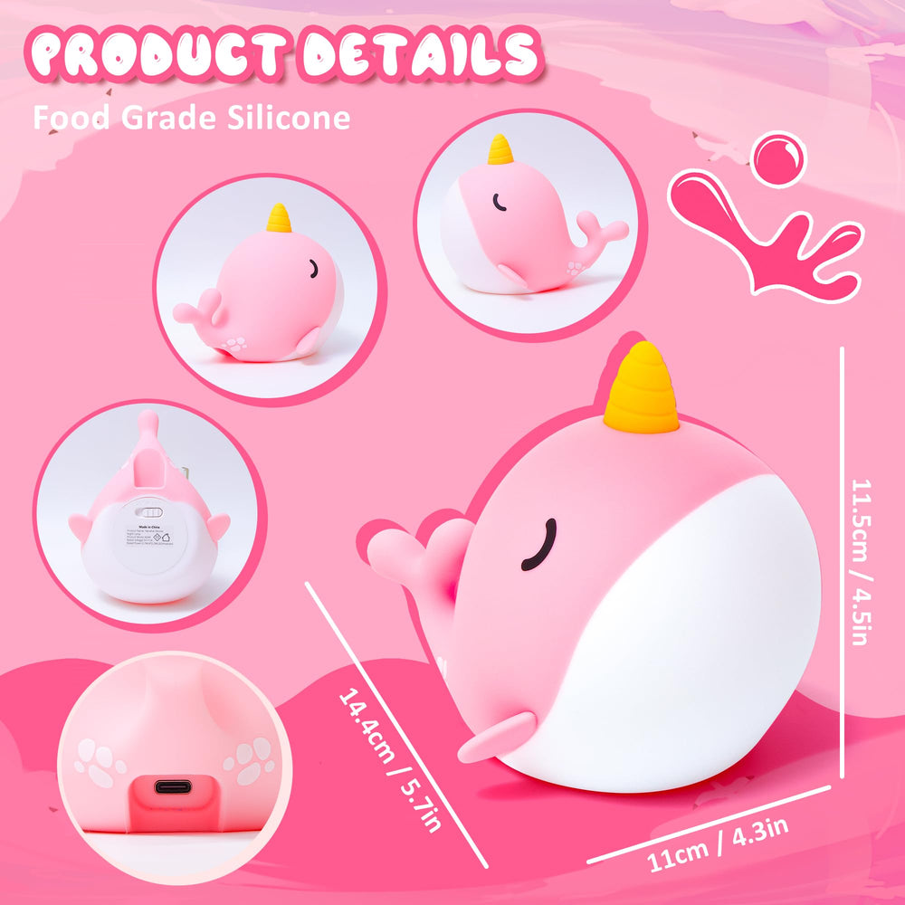 Ammonite Pink Narwhal Night Light as a thoughtful gift idea