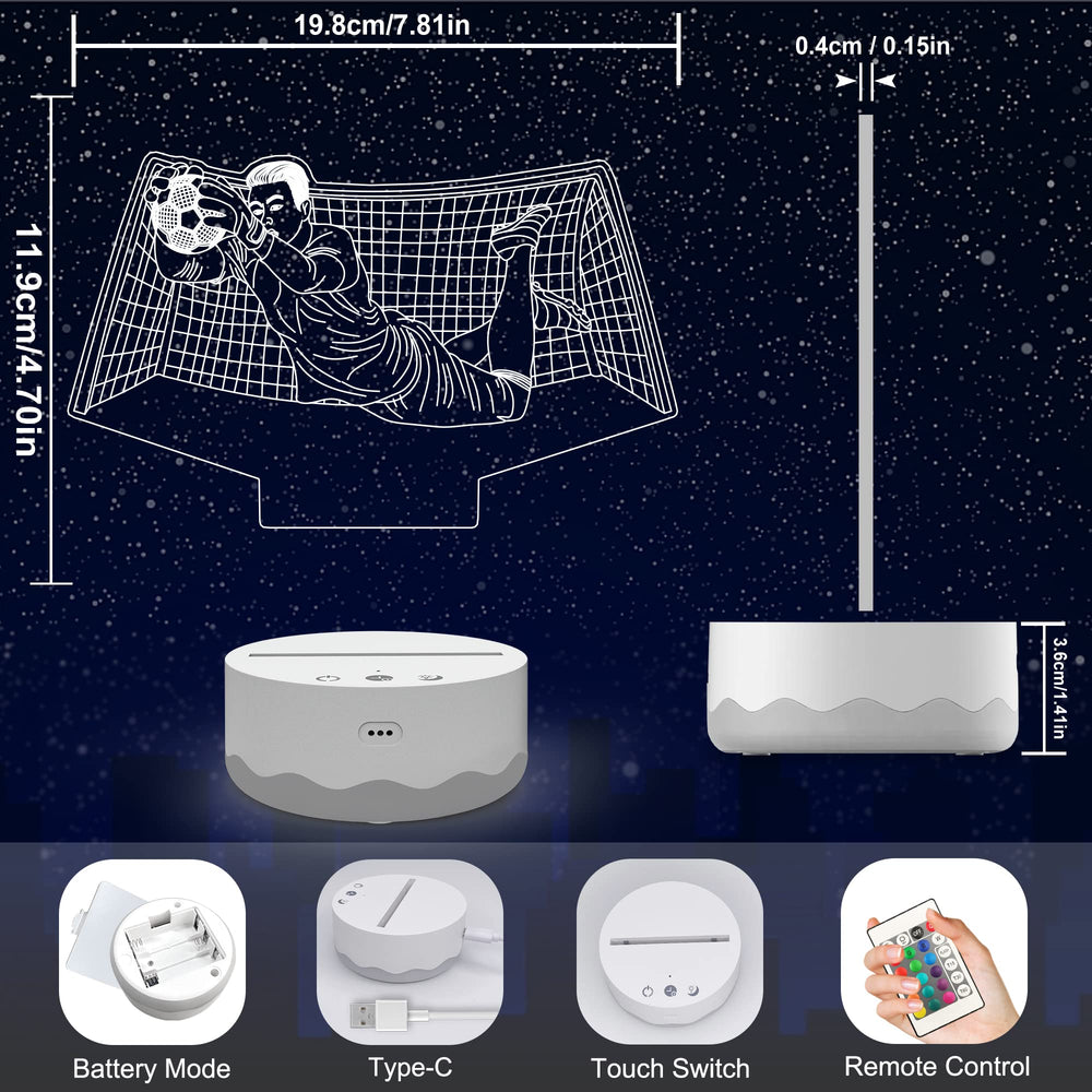 Ammonite soccer goalie night light packaging suitable for gifting