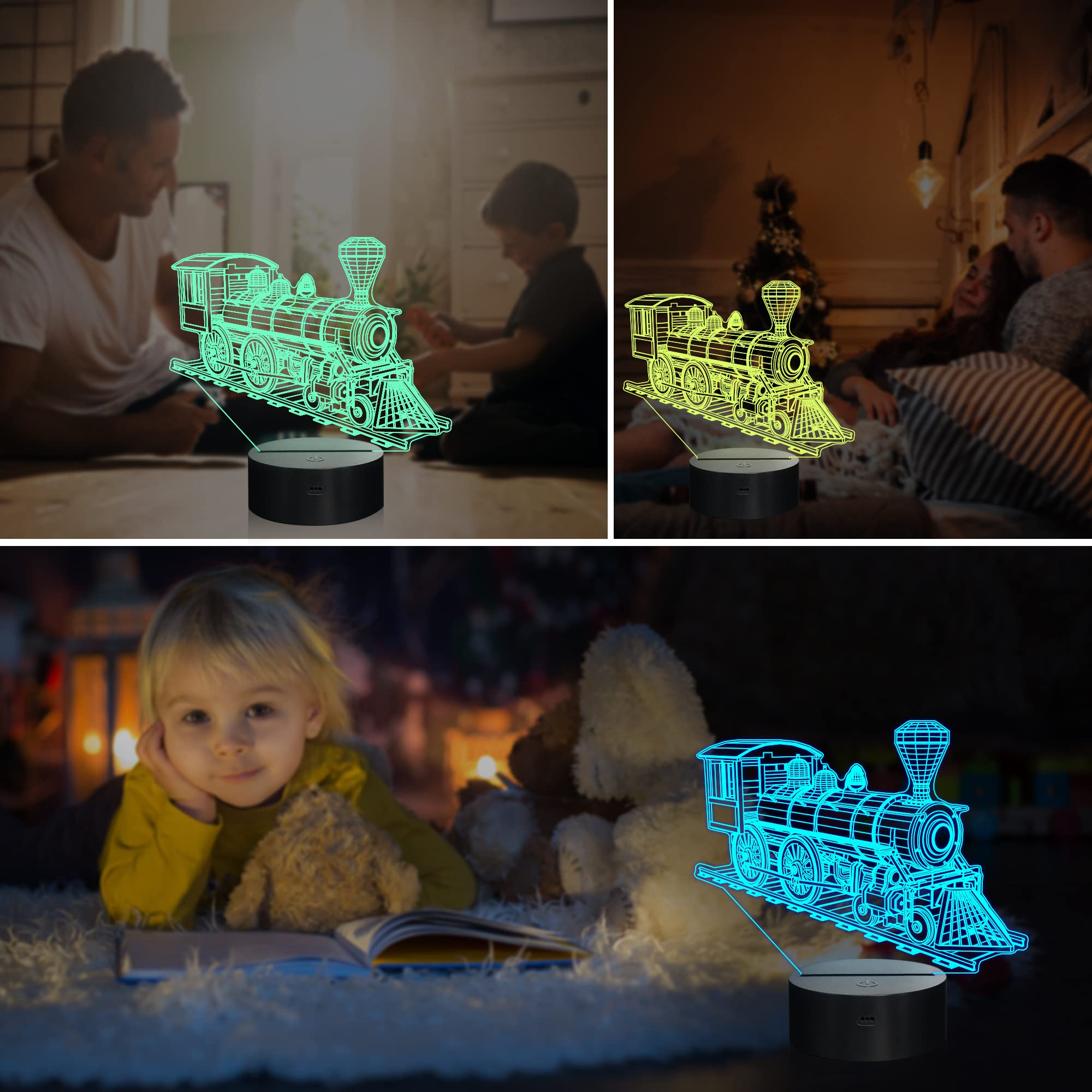 Ammonite Train Night Light USB power option for easy charging