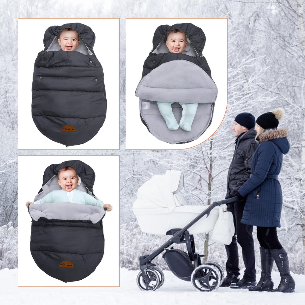 Amo Nenes detachable foot muff design adapts to warm or cold days.