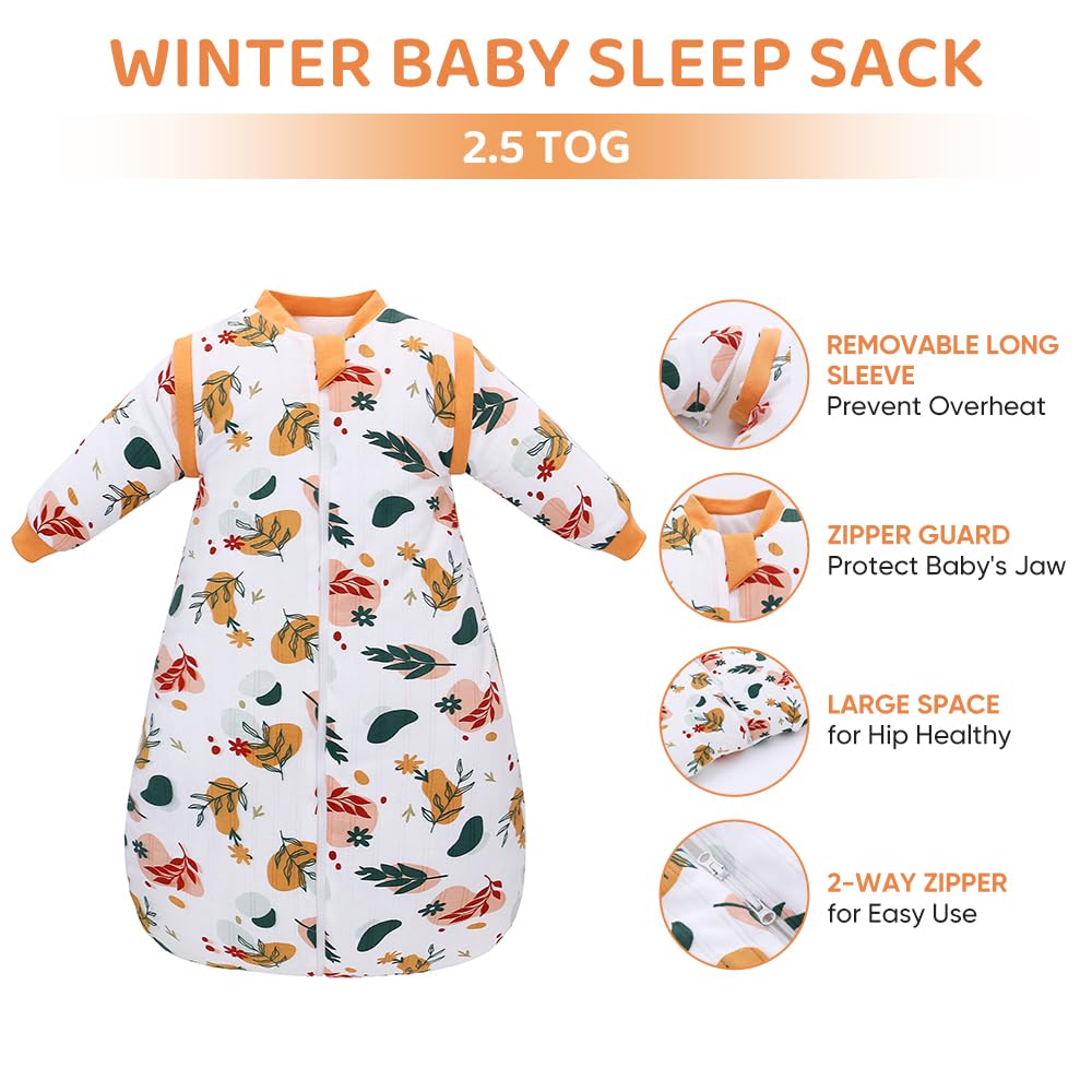 Amo Nenes winter wearable blanket leaf design keeps baby snug at night
