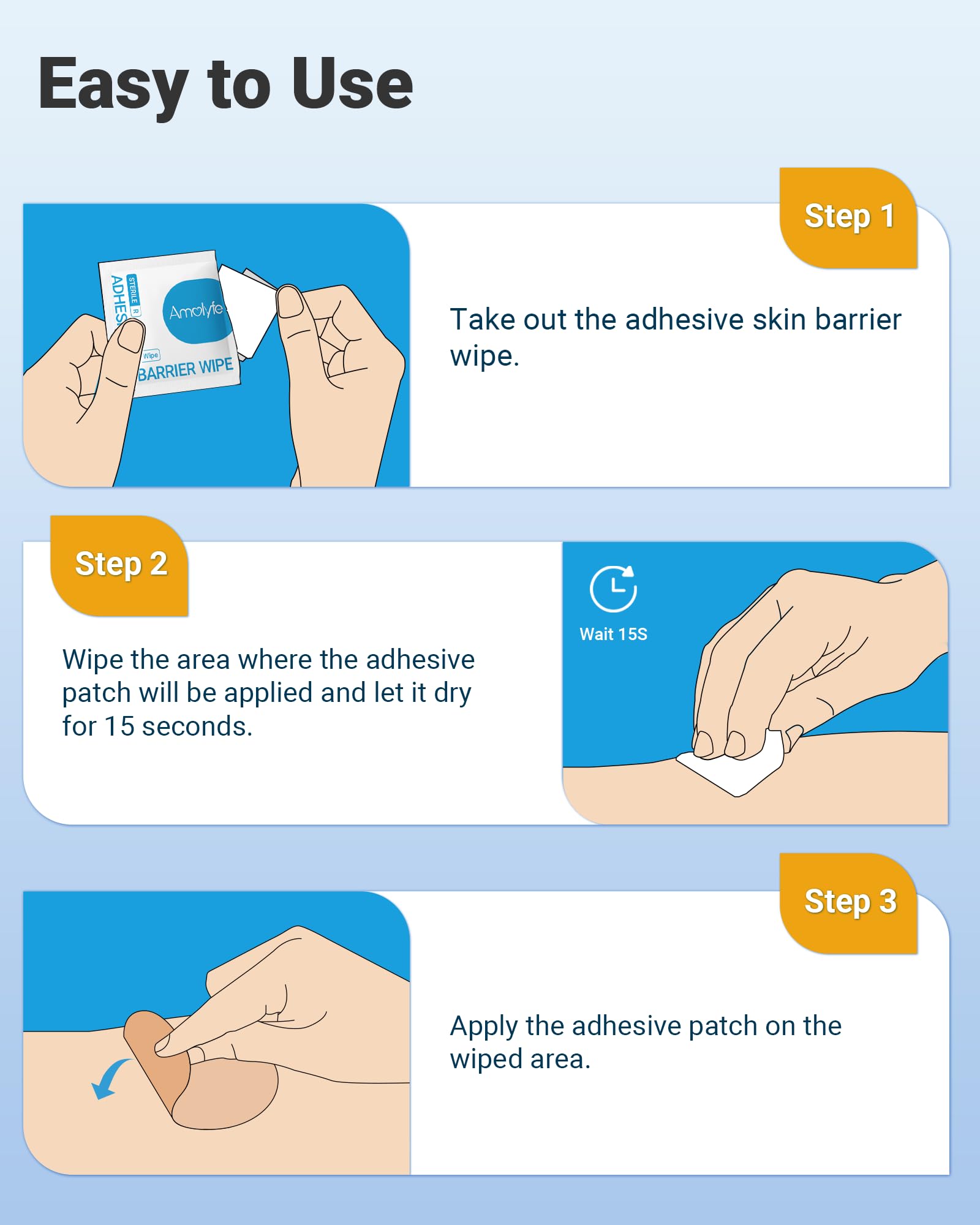 Amolyfe Skin Barrier Wipes tactile texture reveals breathable barrier layer.