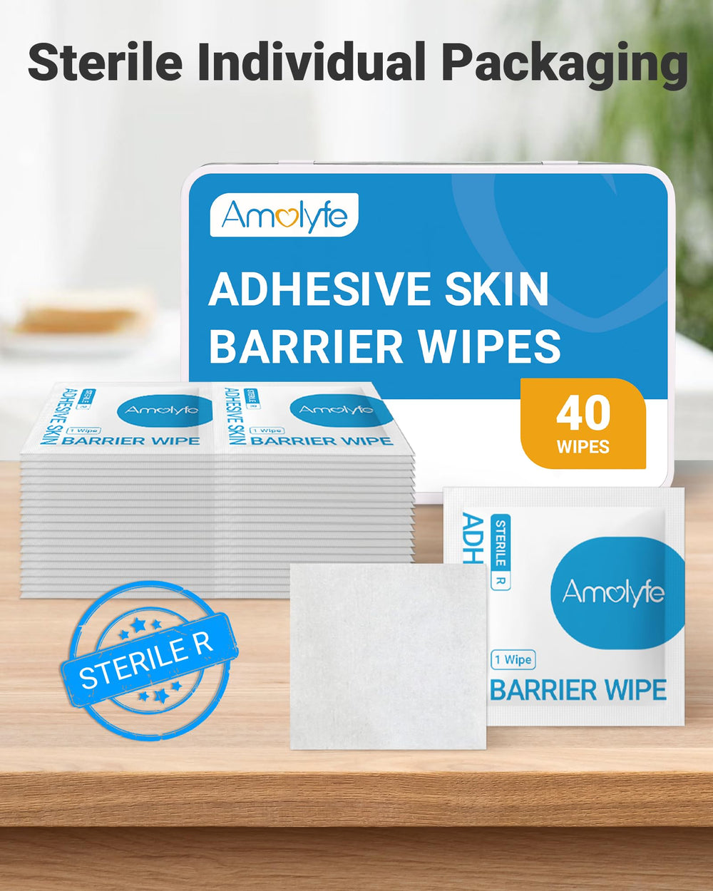 Amolyfe Skin Barrier Wipes work with bandages to reduce irritation risk.