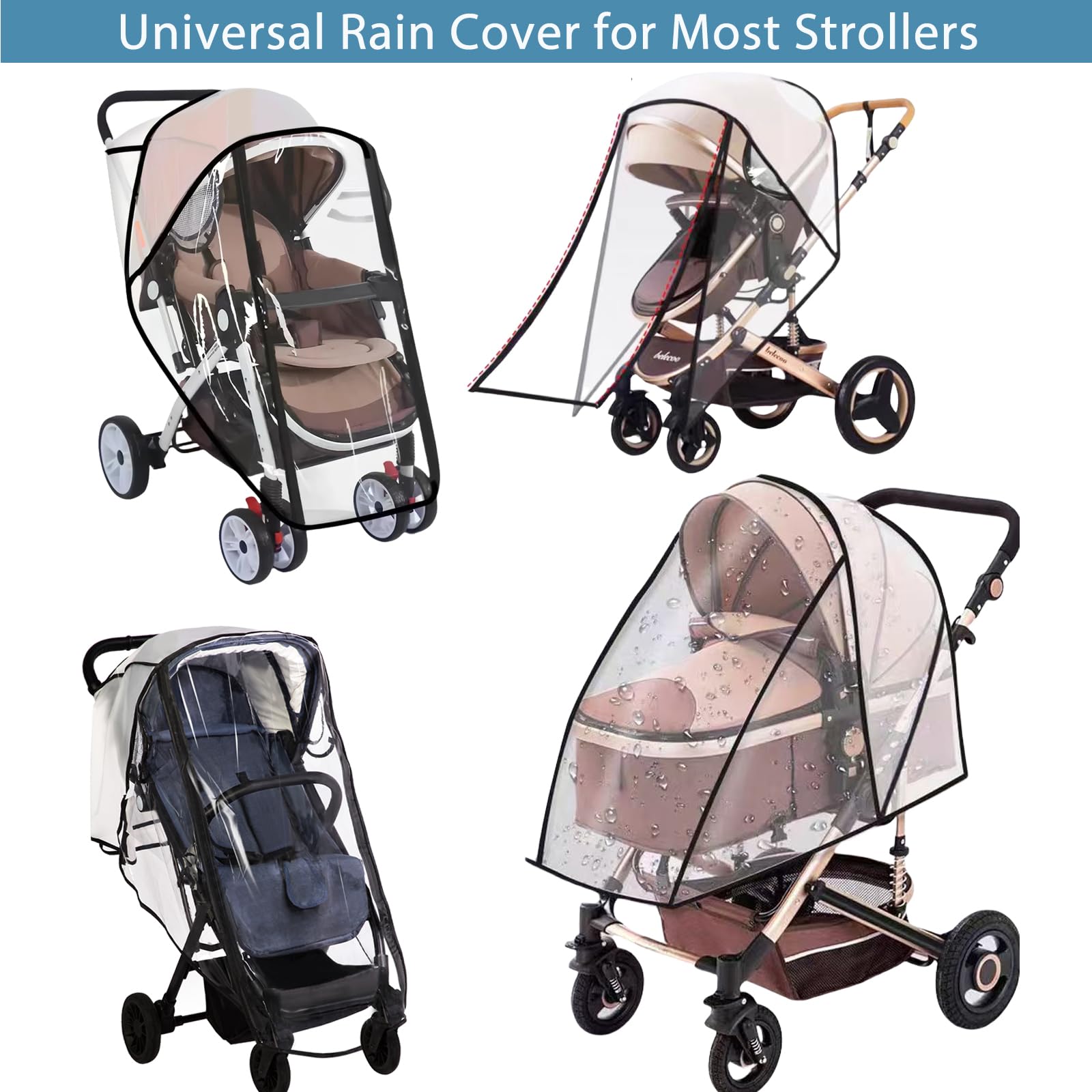 AMORBASE universal Velcro attachment for secure, quick fit on strollers.
