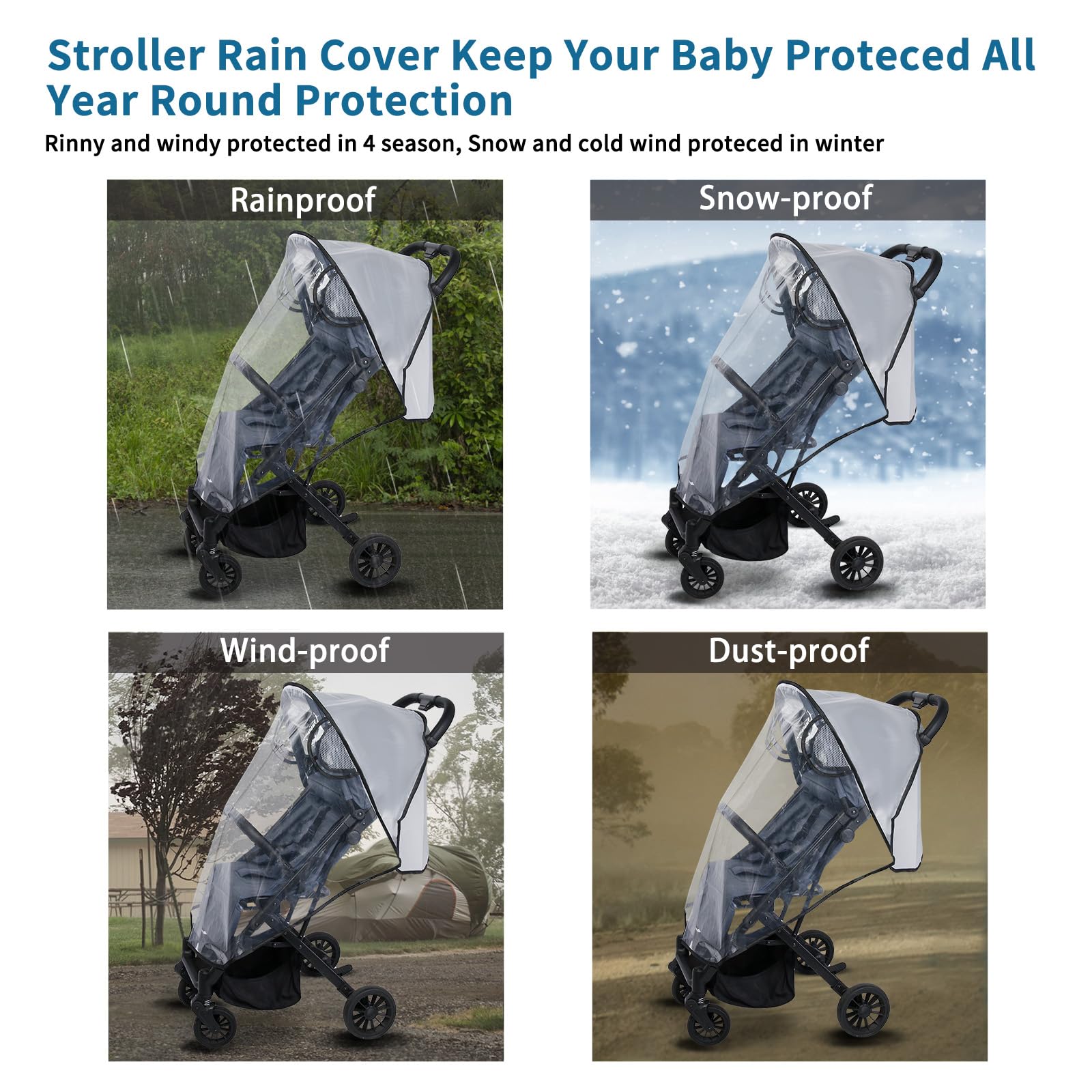 Amorbase universal stroller rain cover packable folded for travel convenience.