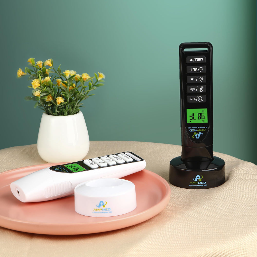 Amplim AmpMed color LCD indicating normal or fever temperatures