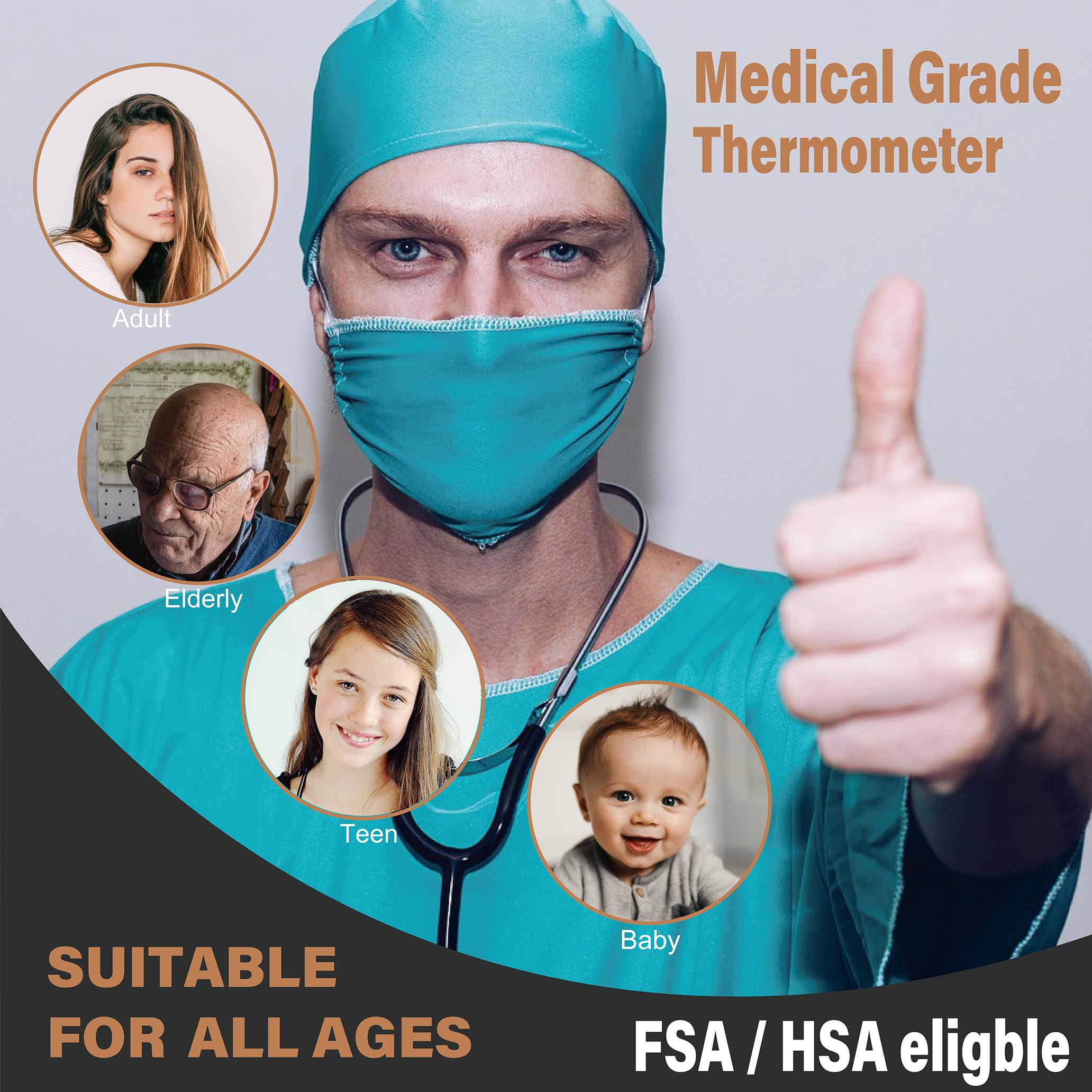 Amplim AmpMed thermometer display with rotatable screen for easy viewing