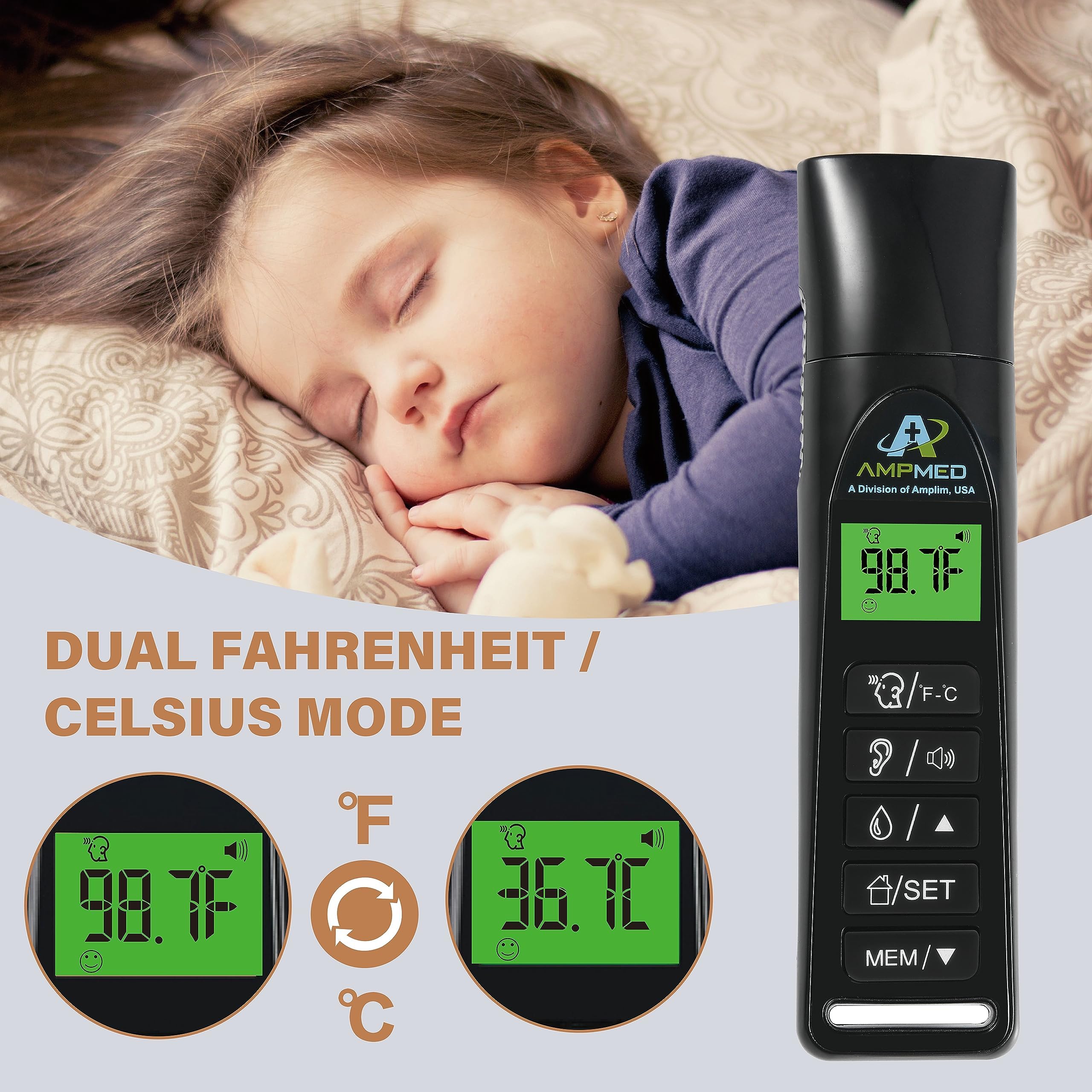 Amplim AmpMed base stand and clock for convenient placement