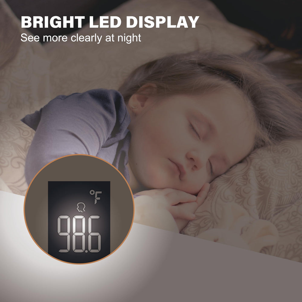 Amplim Forehead Thermometer compact design is travel ready for on the go.