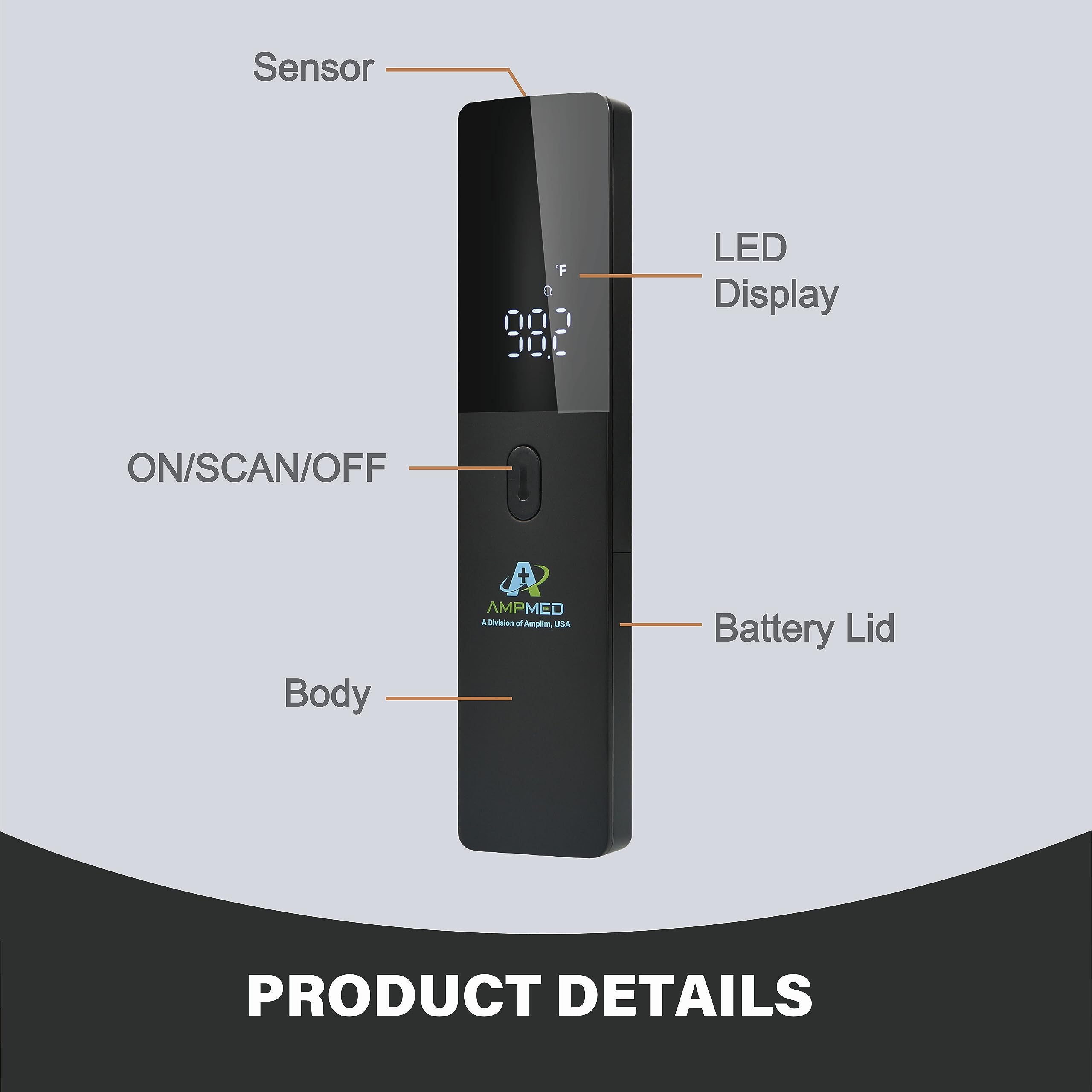 Amplim hygienic design enables safe, non-contact temperature readings.