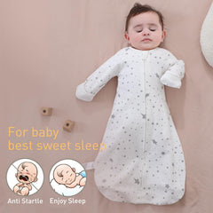 Amrcbb swaddle sack with mitten cuffs protecting delicate skin