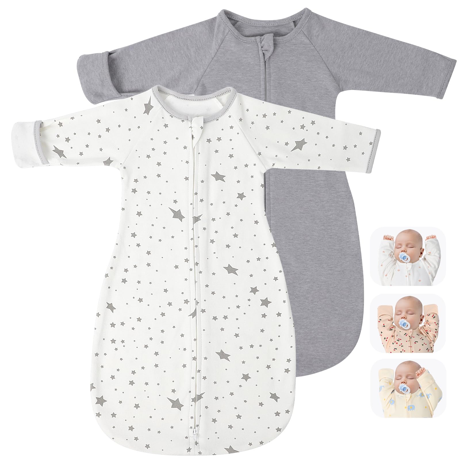Amrcbb transitional swaddle sack arms-up sleeves support calm newborn sleep.