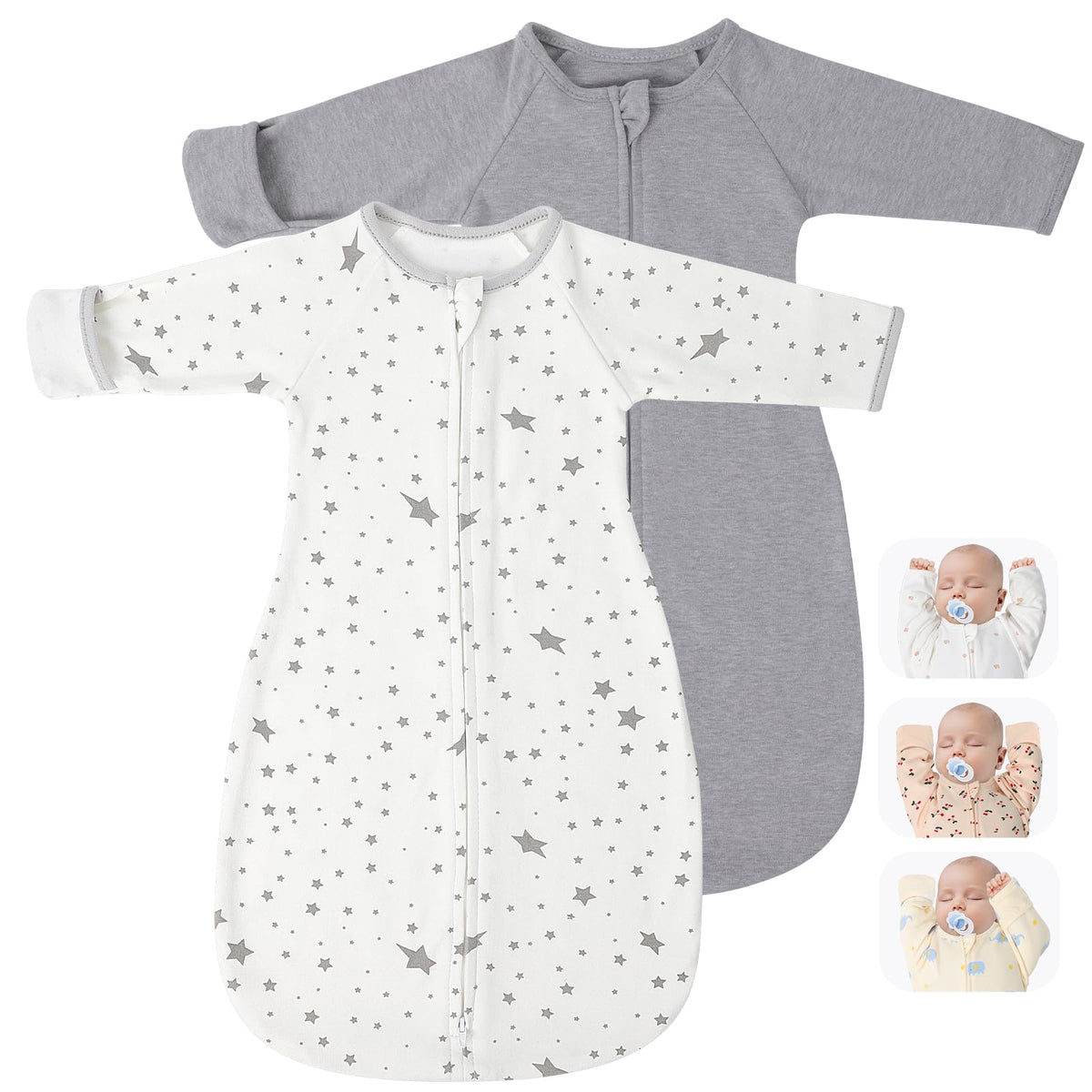 Amrcbb transitional swaddle sack arms up for calmer sleep and easy positioning.