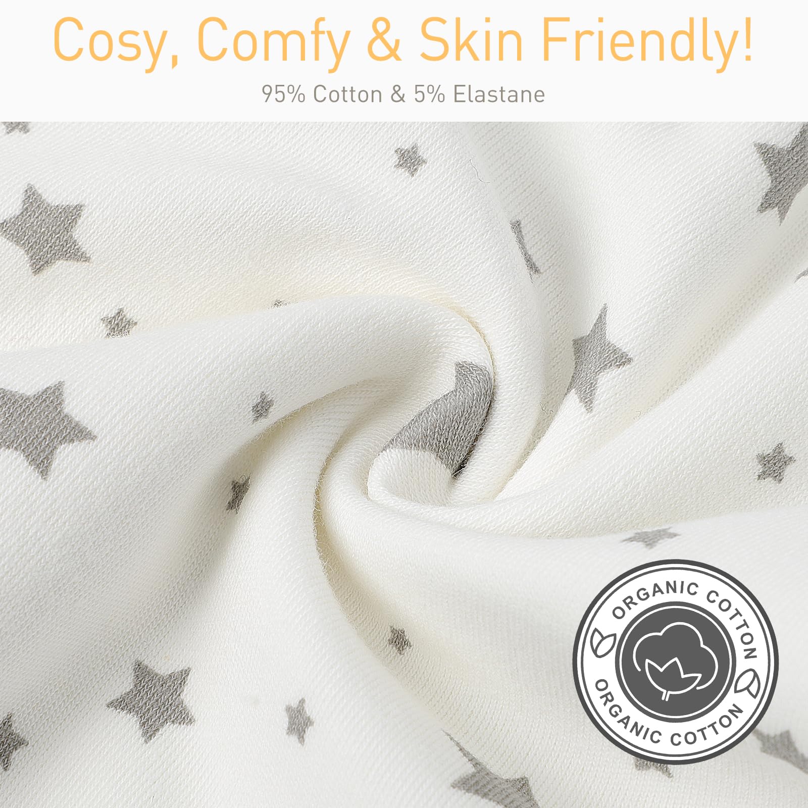 Amrcbb transitional swaddle sack supports natural head airflow when baby shifts during sleep.