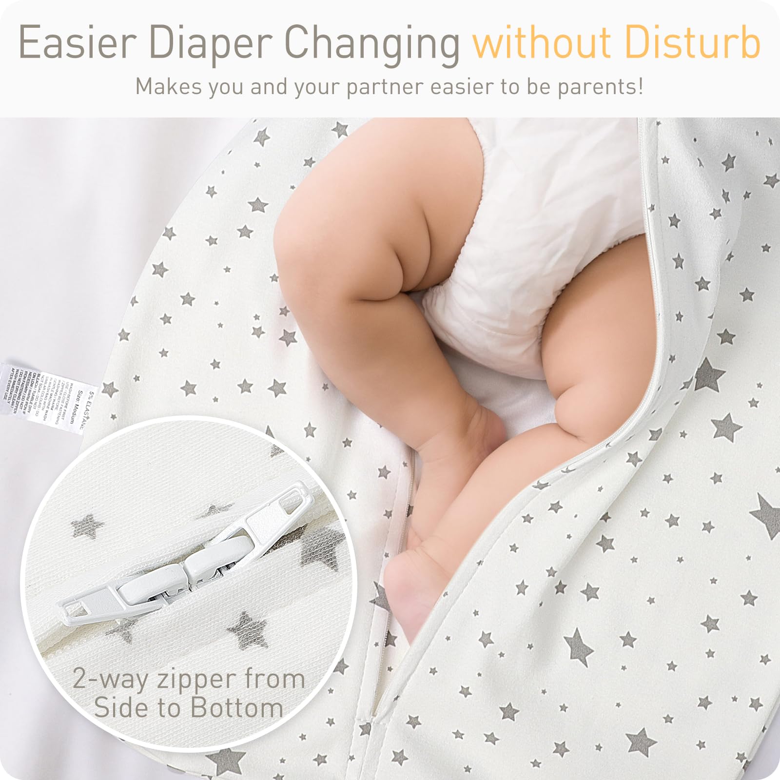 Amrcbb swaddle sack zipper covers prevent scratches for peaceful, uninterrupted naps.