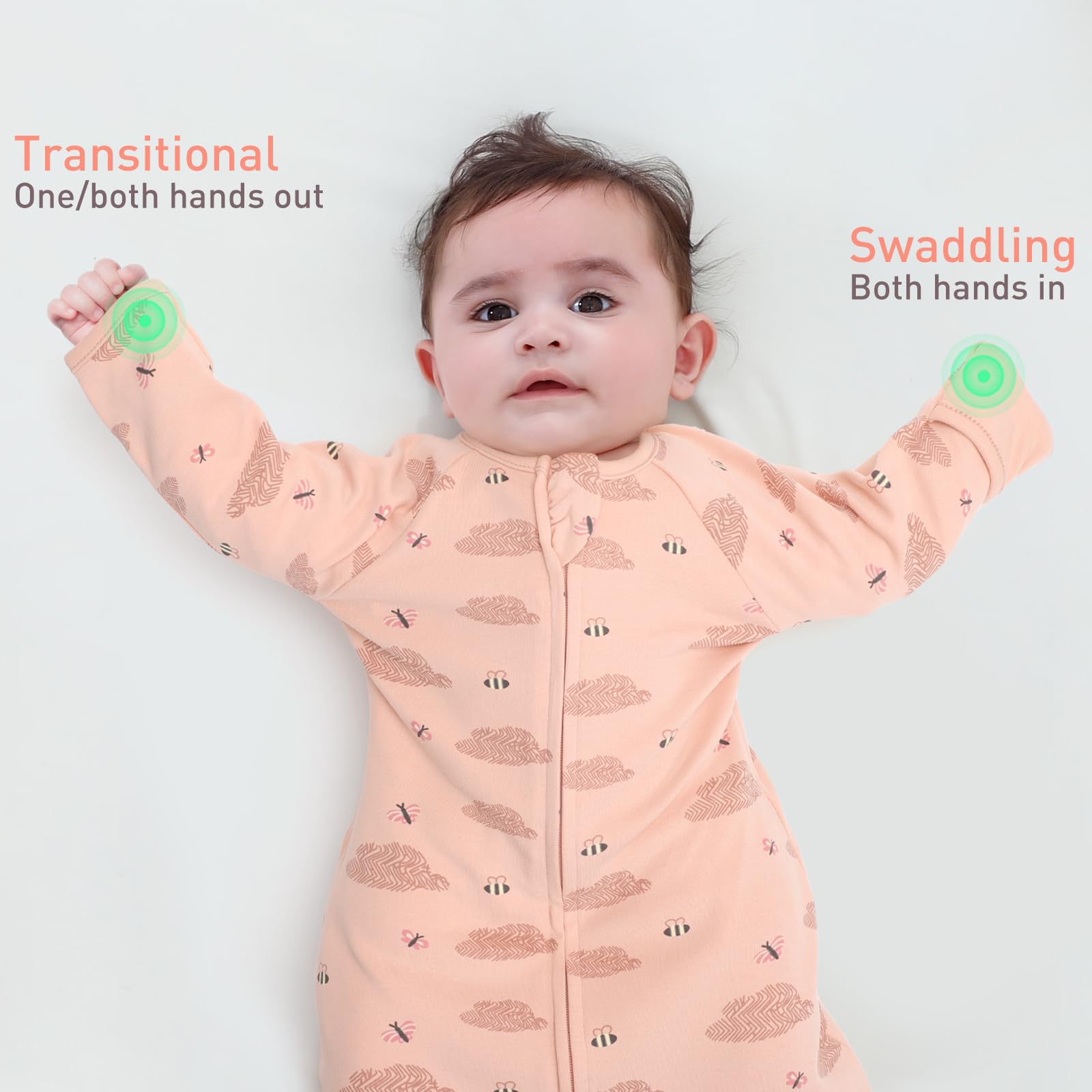 Amrcbb wearable blanket with 2-way zipper enables easy midnight diaper changes.