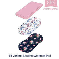 AMROSE bassinet sheets elastic band fit demonstration for snug mattress coverage