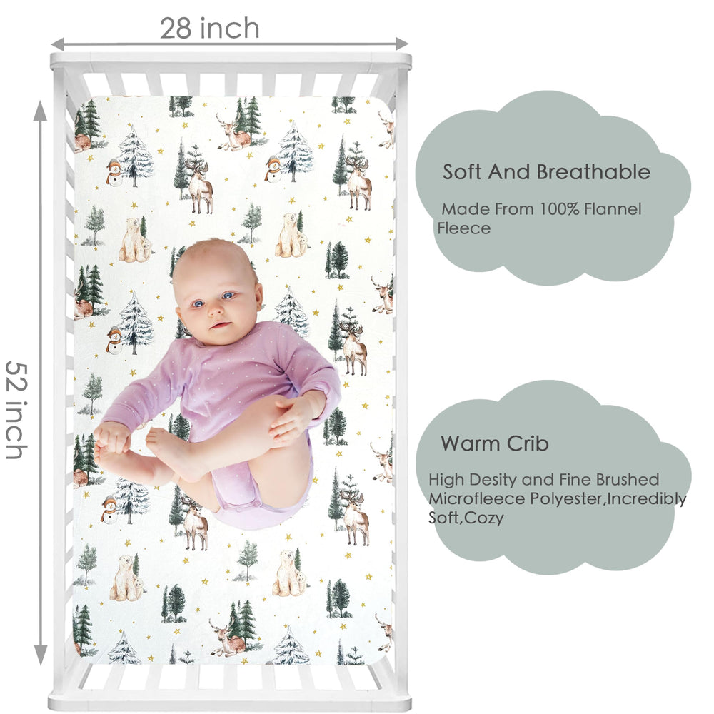 AMROSE crib sheets showing 8-inch pocket and full elastic for secure fit