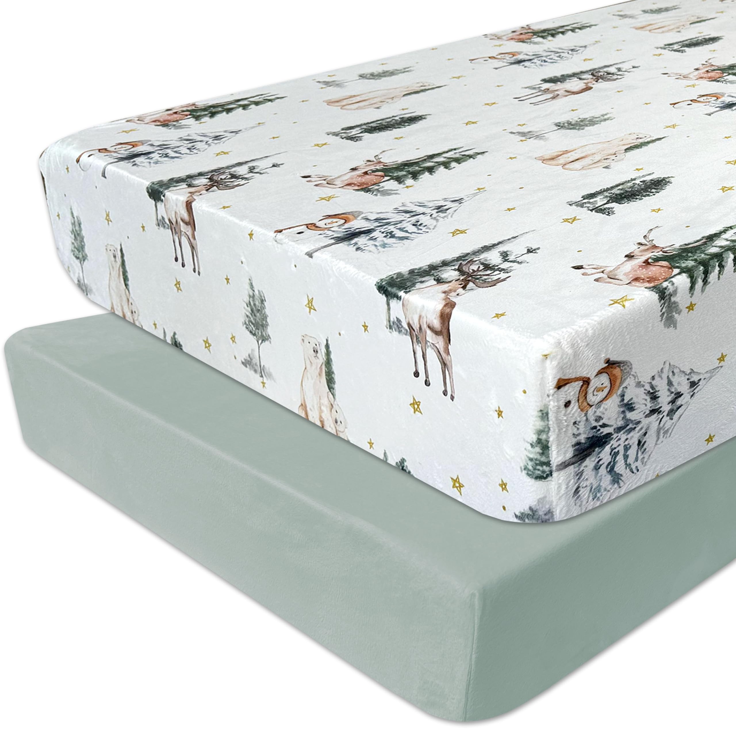 AMROSE packaged crib sheets 2-pack ready for gifting